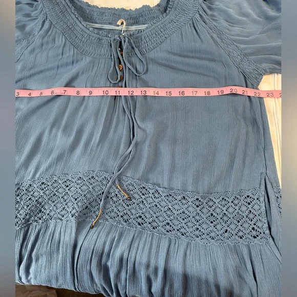 NWOT Free People Dream On Maxi Dress Coastal Blue Embroidered Lace Detail Sz Sm - Picture 10 of 16